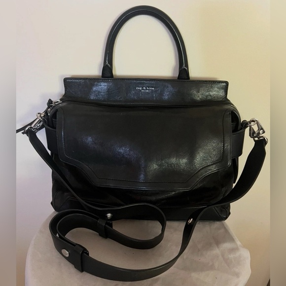 Rag & Bone Leather Black Pilot Handbag Crossbody Bag New - Picture 2 of 15